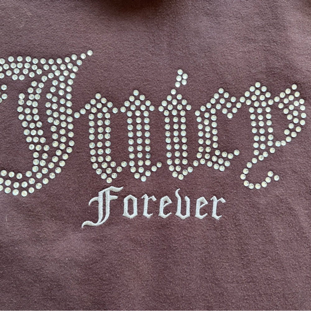 Juicy Couture Medium Brown Hoodie With Rhinestones & Embroidered LOGO - Picture 4 of 8